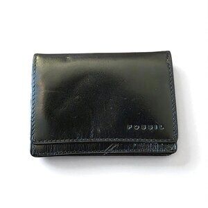 Fossil Men's Cason Gusseted Slim Card Case Front Pocket Black NWT
